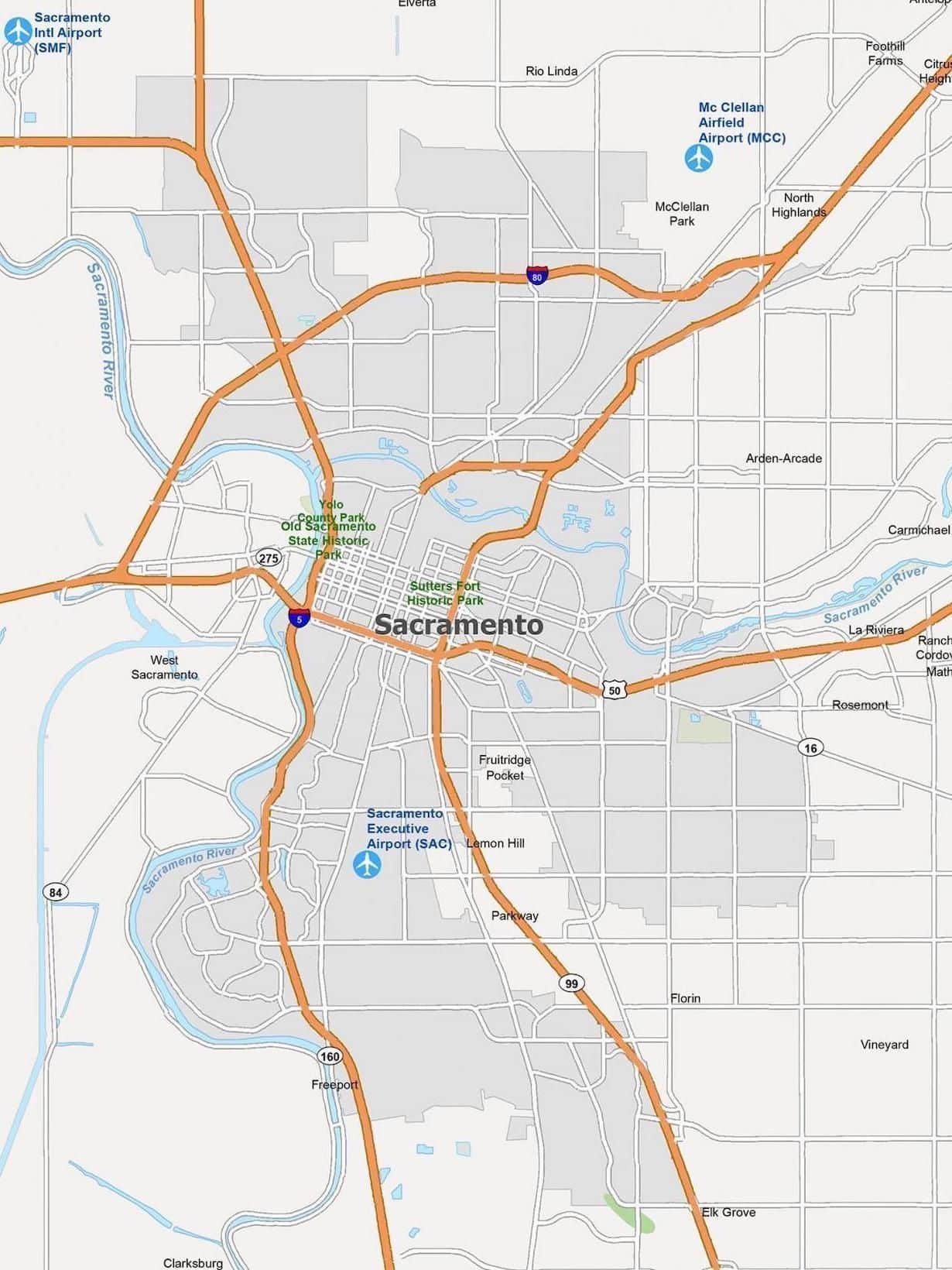 Sacramento-map delivery map