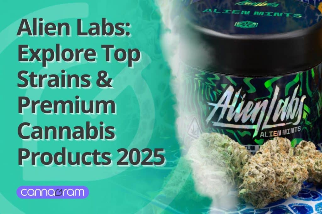 Alien Labs premium cannabis jar with dense, frosty buds, highlighting the brand’s exotic strains and high-quality products.