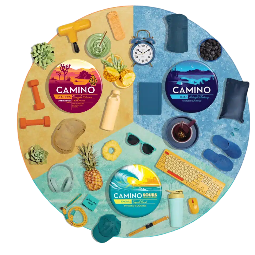 Kiva Camino Pineapple Habanero, Midnight Blueberry Sleep I, Tropical Burst Energy gummies