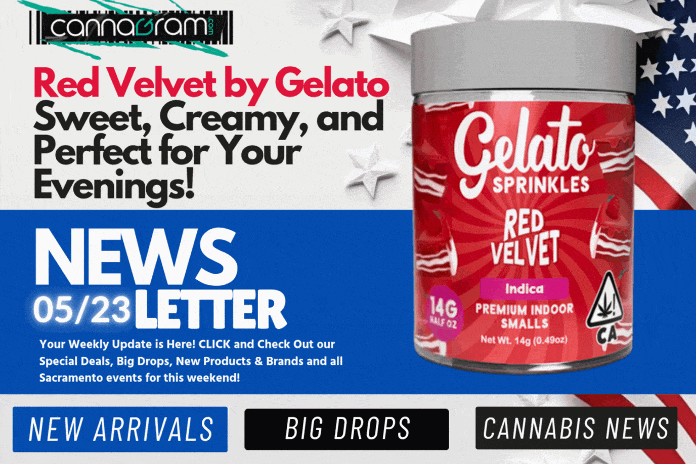 A checklist and magnifying glass with premium cannabis flower, illustrating four things to consider before buying high-quality cannabis, with Cannagram logo.