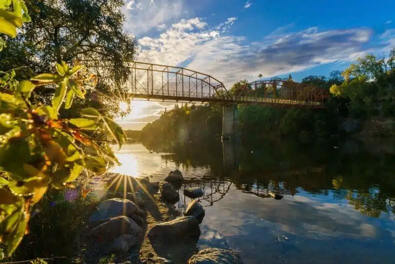 Sunrise view from the bridge along the American River Parkway in Rancho Cordova, CA