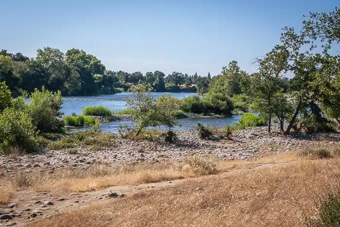 Scenic view of the American River flowing through Effie Yeaw Nature Center in Carmichael, CA