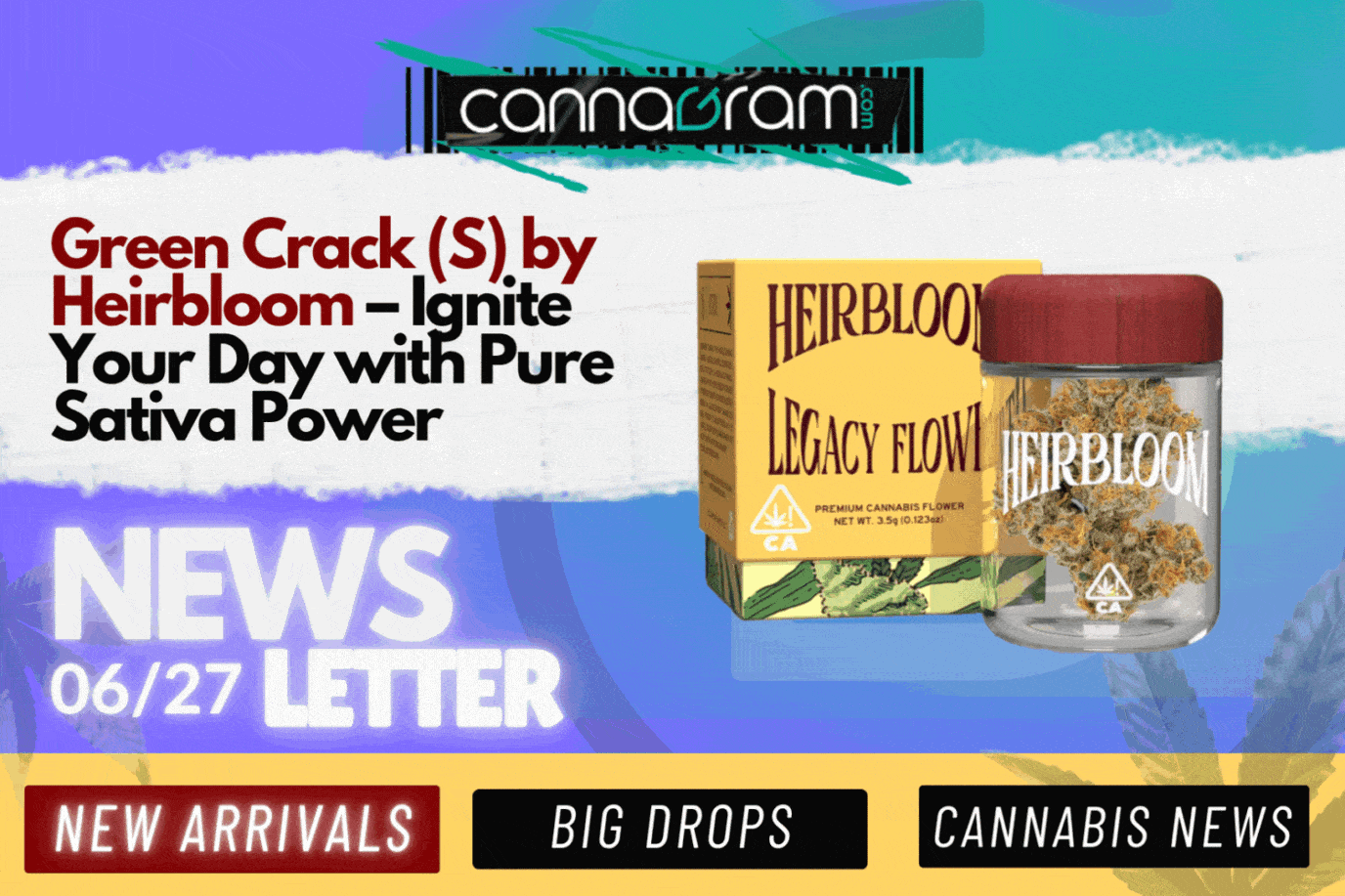 A checklist and magnifying glass with premium cannabis flower, illustrating four things to consider before buying high-quality cannabis, with Cannagram logo.
