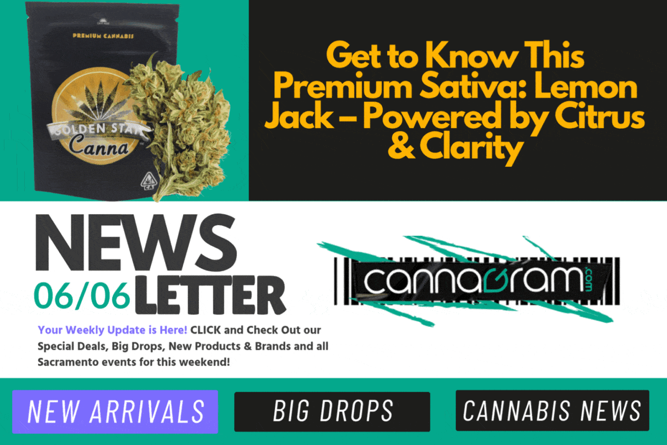 A checklist and magnifying glass with premium cannabis flower, illustrating four things to consider before buying high-quality cannabis, with Cannagram logo.