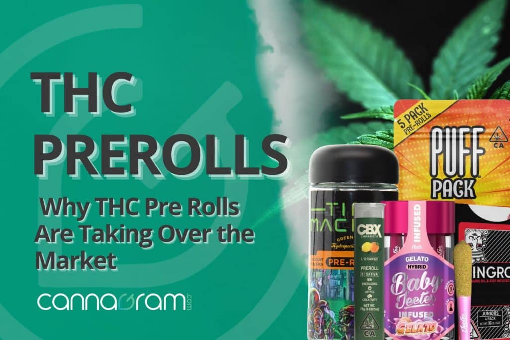 THC prerolls market cover with cannabis brands and promotional design.