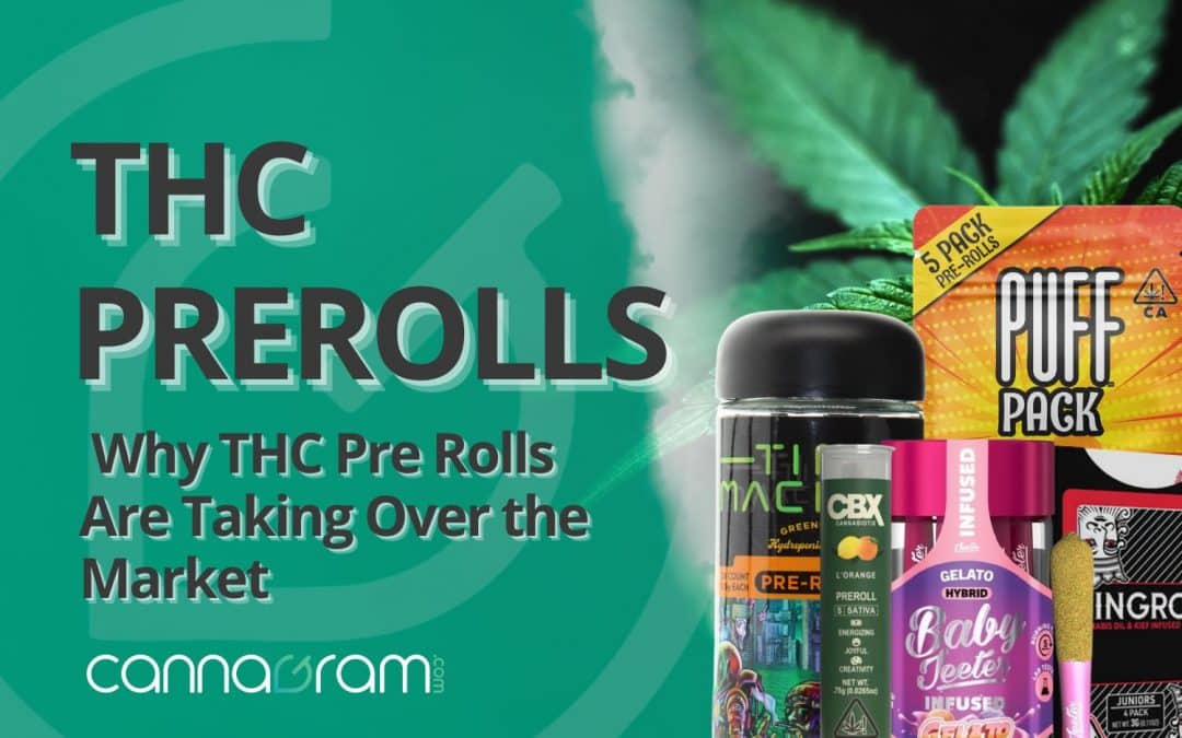 THC prerolls market cover with cannabis brands and promotional design.