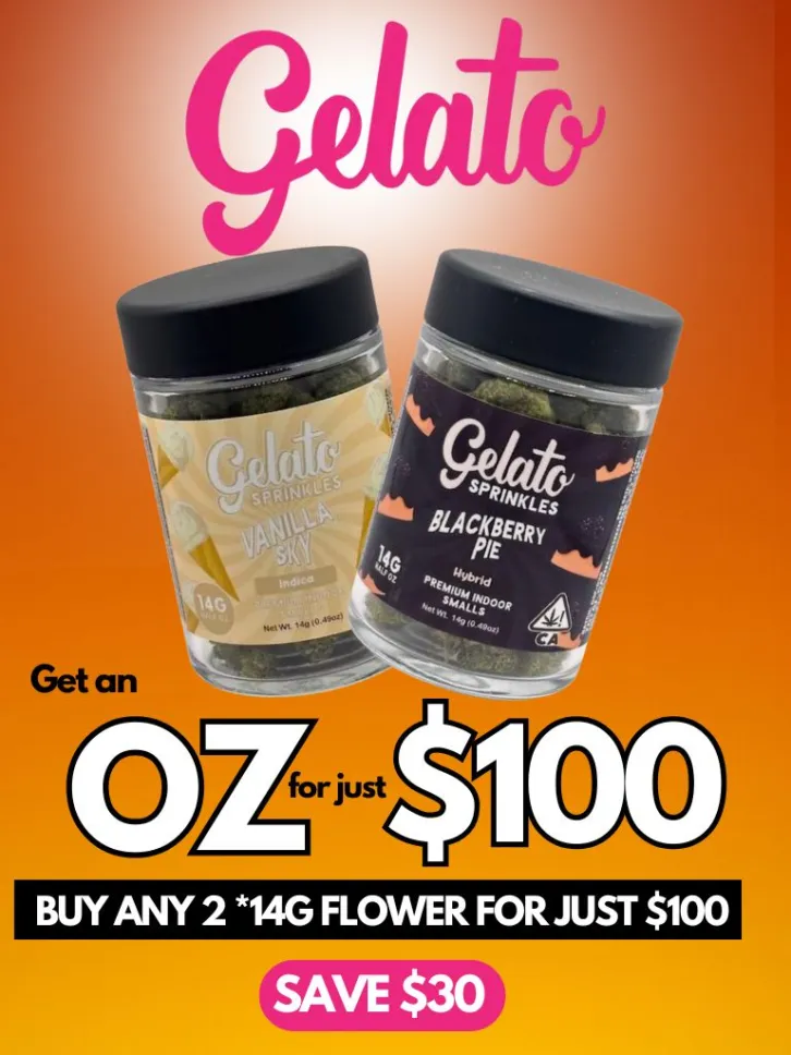 Gelato Sprinkles OZ for $100 cannabis flower deal - Sacramento weed delivery