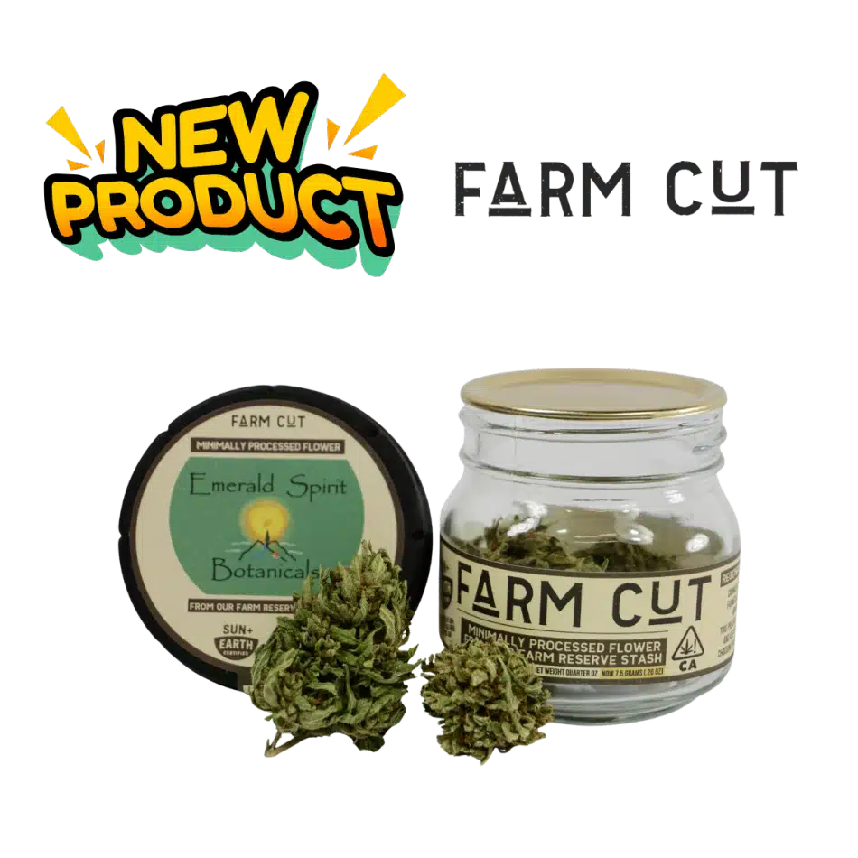 Emerald Spirit Farm Cut jar and tin with minimally processed flower