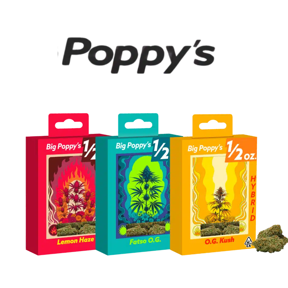 Big Poppy’s Lemon Haze, Fatso OG, and OG Kush half ounce boxes