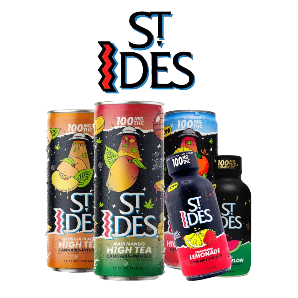 St Ides High Tea 100mg cannabis beverages in multiple flavors