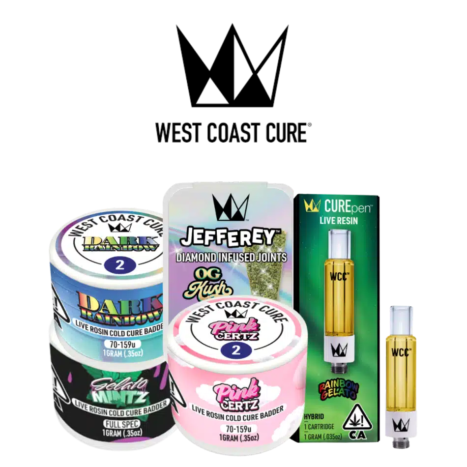 West Coast Cure live rosin badder, Jefferey joints and live resin vape carts