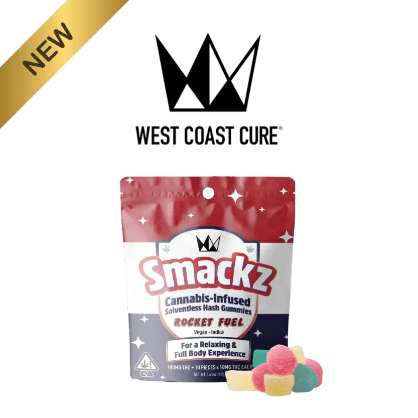 West Coast Cure Smackz Rocket Fuel indica solventless hash gummies 10mg new product