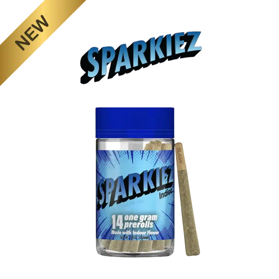 Sparkiez new product drop featuring Bubba Kush 1g 14pk indoor prerolls