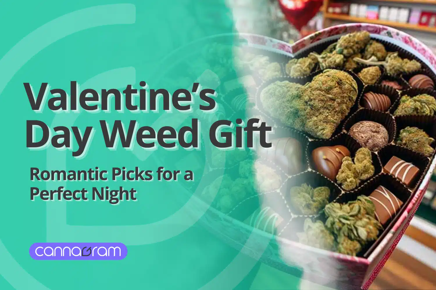 Valentines Day weed gift featuring cannabis flower arranged like chocolates, a romantic option for valentines day delivery in Sacramento dispensary.