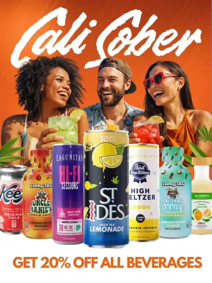 Get 20 percent off all cannabis infused beverages