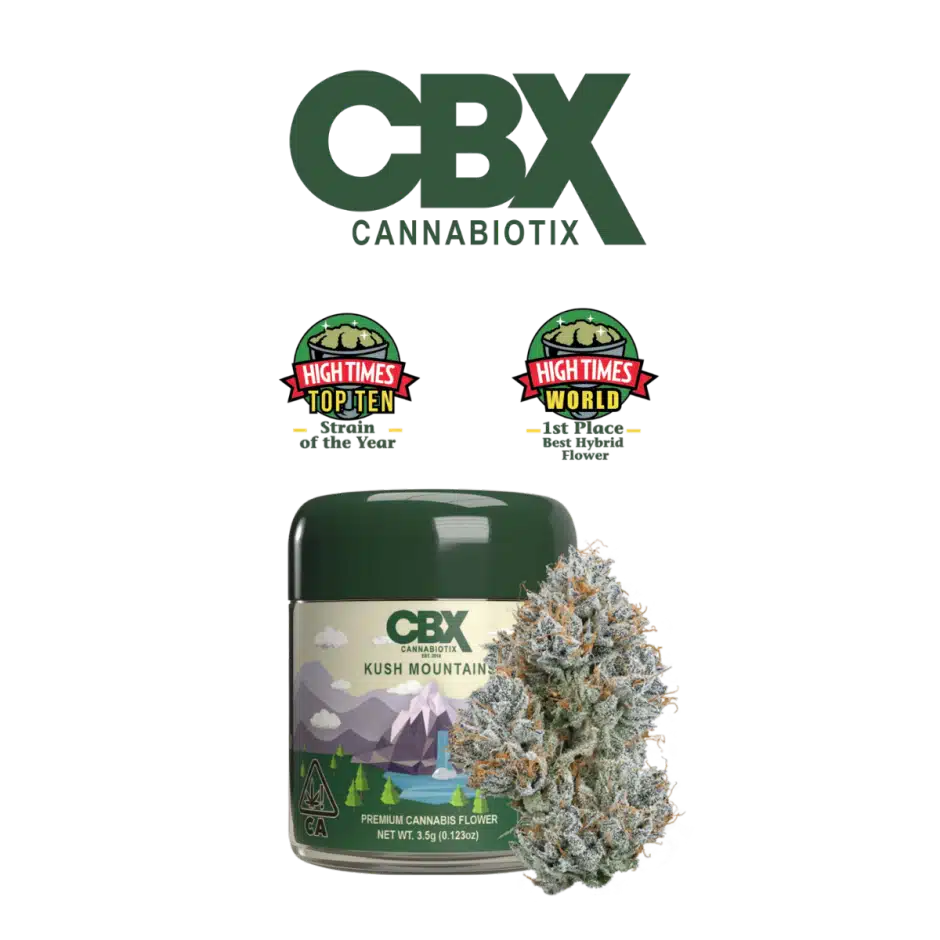 CBX Kush Mountains (H) 3.5g Premium Indoor Flower strain feature graphic