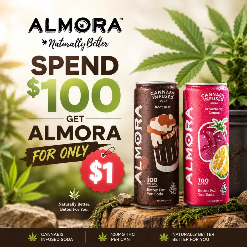 Spend $100 Get 1 Almora Cannabis Infused Soda for $1