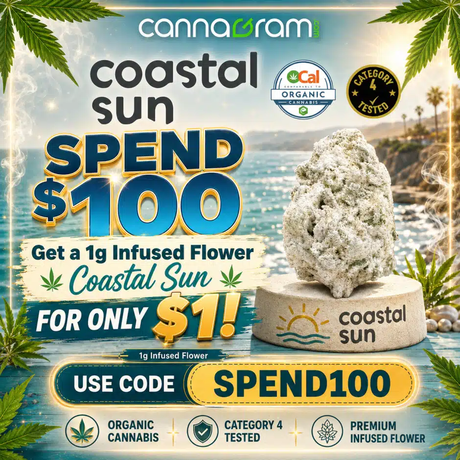 Spend $100 Get 1 Coastal Sun 1g Infused Flower for $1