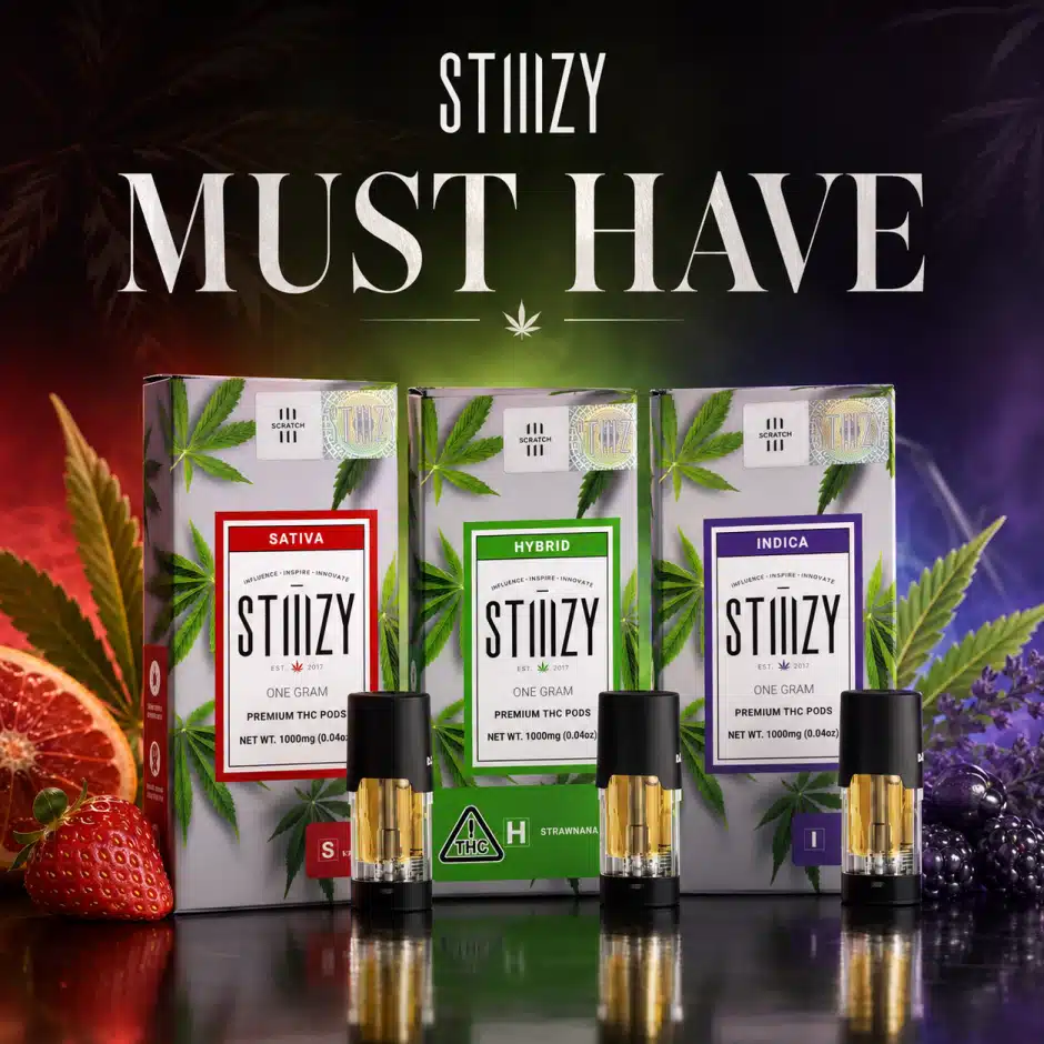 Stiiizy 1g Premium THC Pods — Super Lemon Haze, Strawnana & White Raspberry