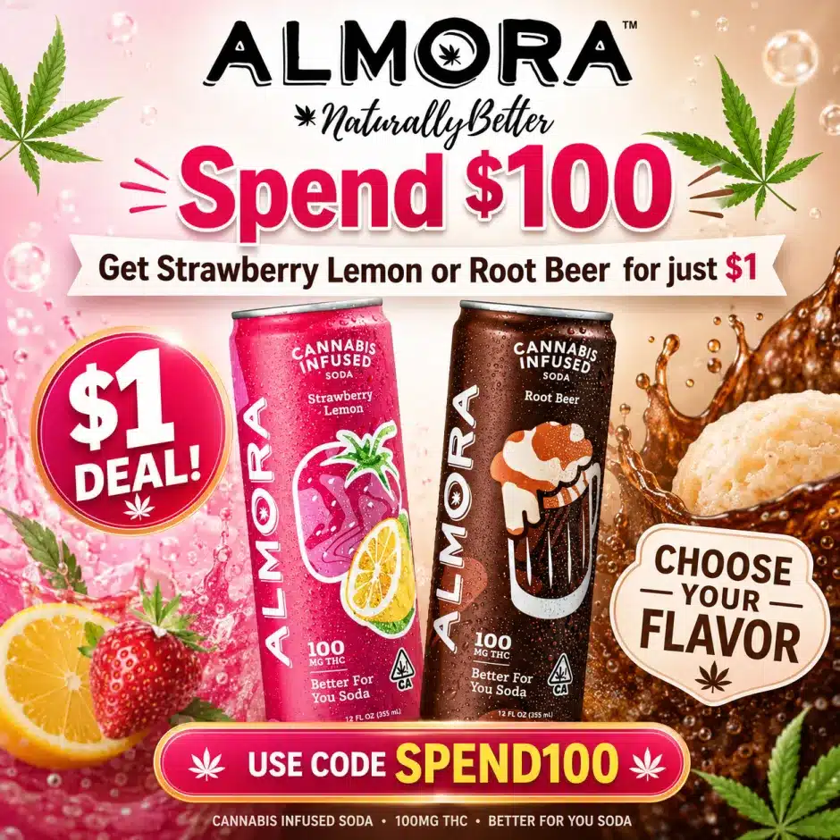 Spend $100 Get Almora Strawberry Lemon or Root Beer Soda for $1
