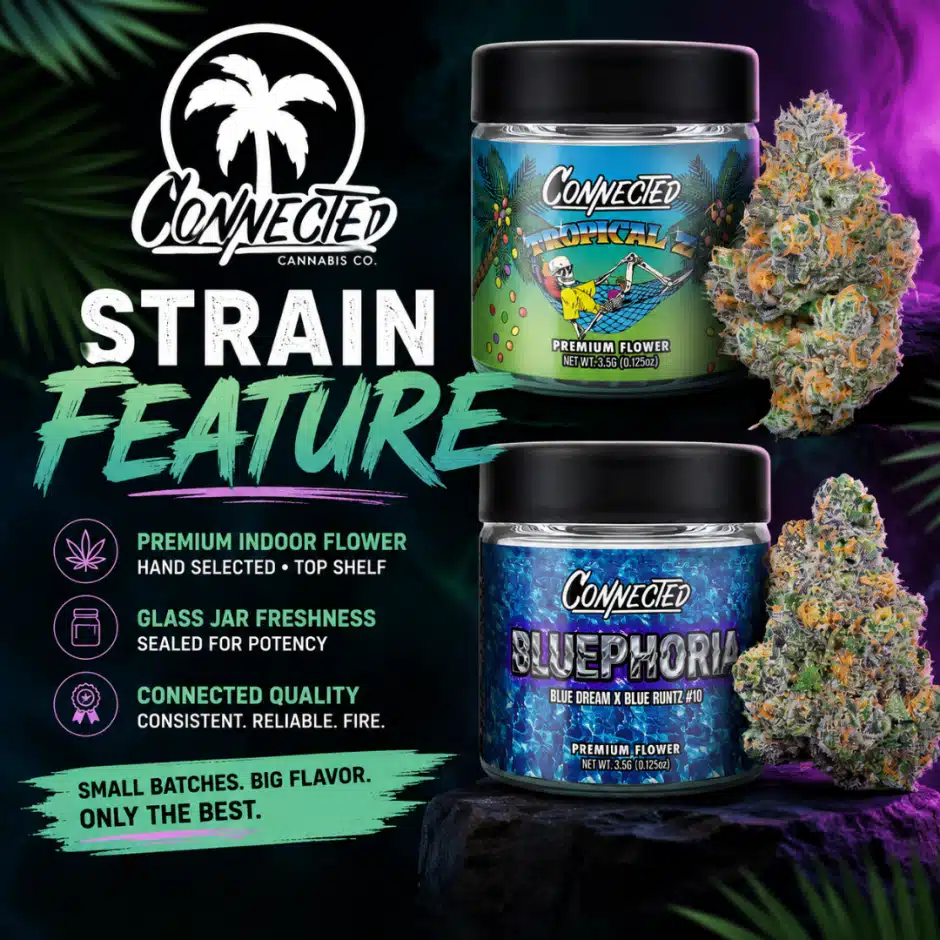 Connected Cannabis Co. Strain Feature — Tropical Z & Bluephoria Premium Indoor Flower