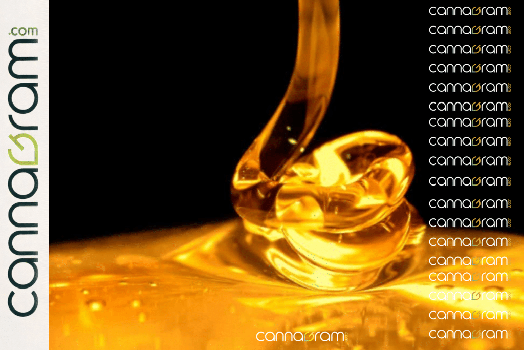 What is 710 — golden cannabis oil concentrate close-up with Cannagram branding for 7/10 Oil Day education.
