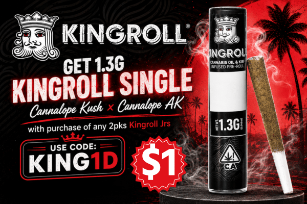 Get a 1.3g Kingroll Single for $1 with purchase of any 2pks Kingroll Jrs