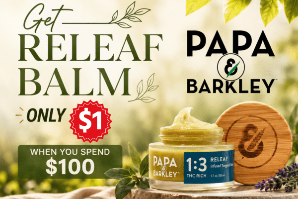 Spend $100, Get Papa & Barkley Releaf Balm 1:3 CBD:THC (5ml) for $1