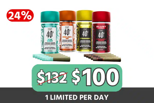 Stiiizy 40's Mini Preroll / Mini Blunt 4 Pack — $100 (Save $32, 24% Off)