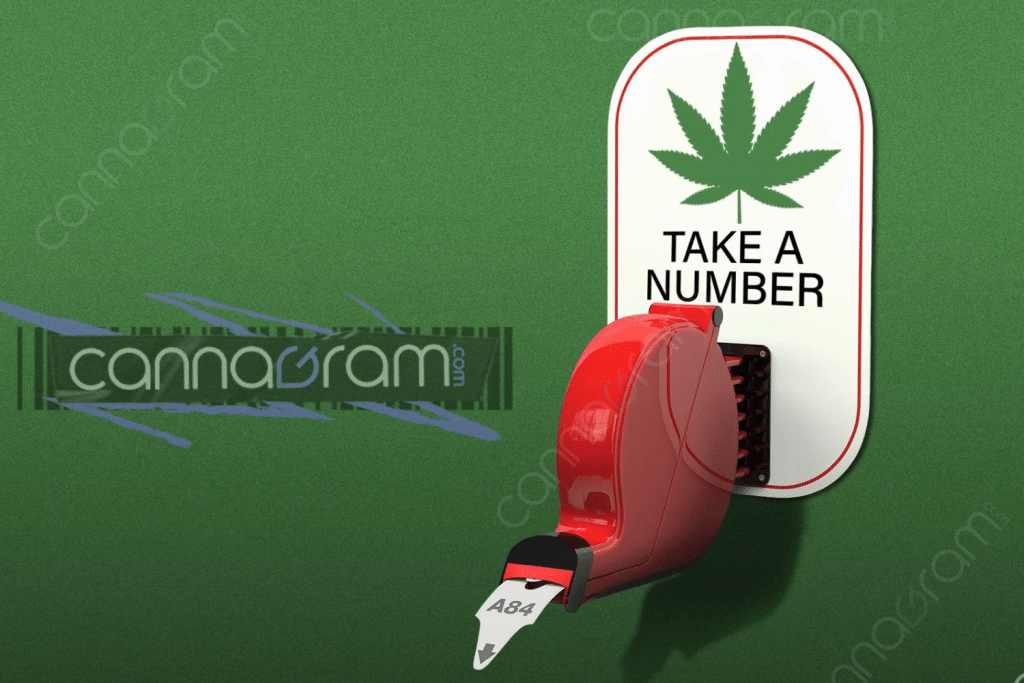 Cannabis take-a-number graphic encouraging adults to order before Second Saturday Sacramento