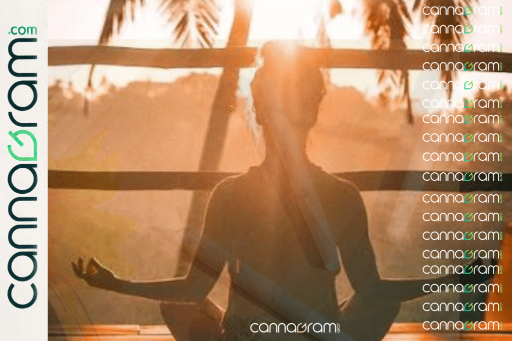 Adult woman meditating as part of a relaxing wellness routine