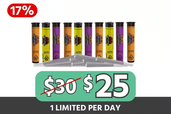 West Coast Treez 1g Prerolls — 10 for $25 (Save $5, 17% Off)