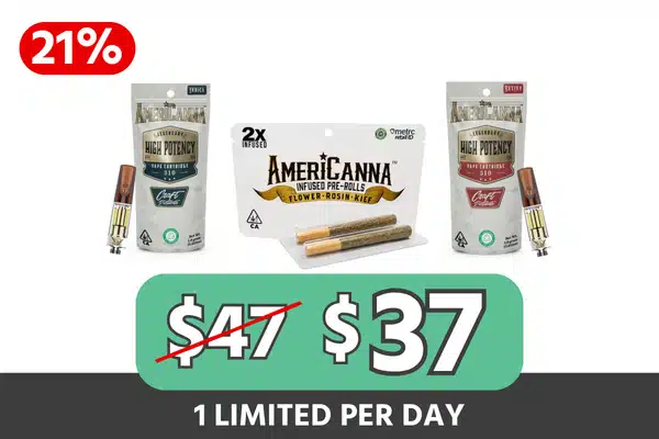 AmeriCanna B2G1 — Buy 2 Vapes, Get a 2pk Infused Preroll for $1, $37 (Save $10, 21% Off)