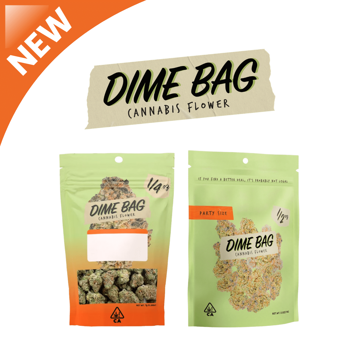 Dime Bag Cannabis Flower — 1/4 oz Greenhouse Bag, Net Wt. 7g