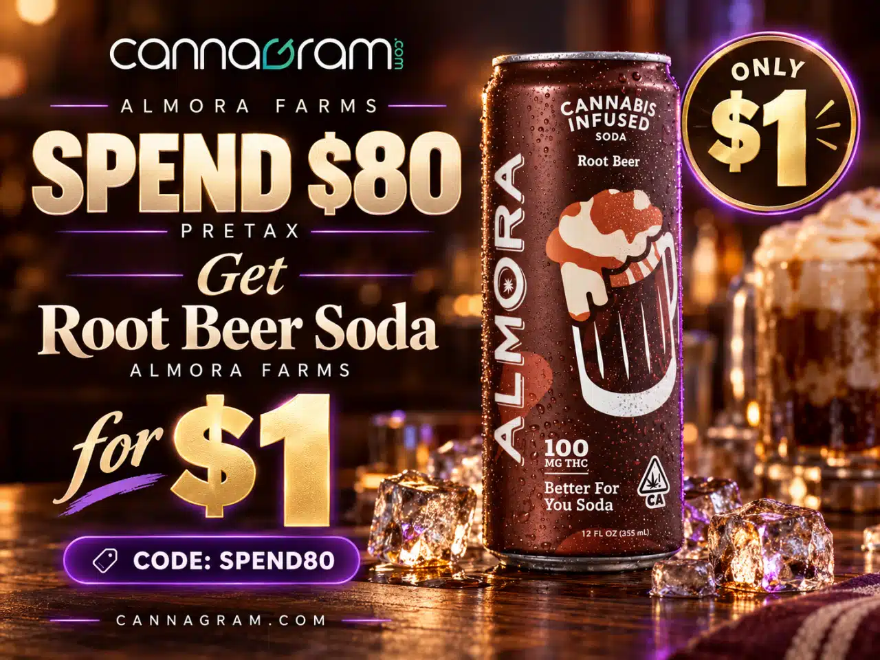 Spend $80 Pretax, Get a Root Beer Soda from Almora Farms for $1 — Code SPEND80