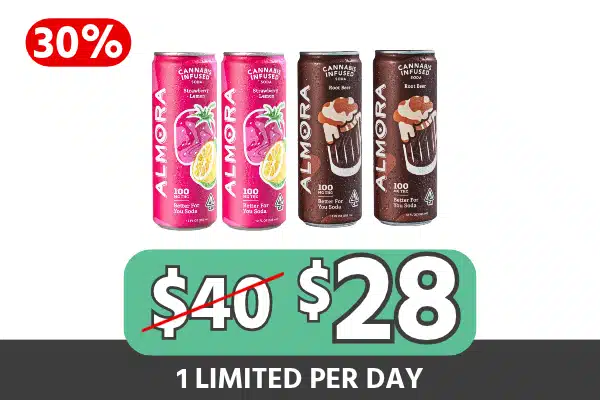 Almora Soda 4-Pack Bundle — Root Beer and Strawberry Lemon Prebiotic Sodas for $28, Save $12, 30% Off