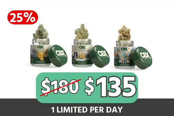 CBX 8th Trio Bundle — Any Three CBX 3.5g Flower Eighths for $135, Save $45, 25% Off