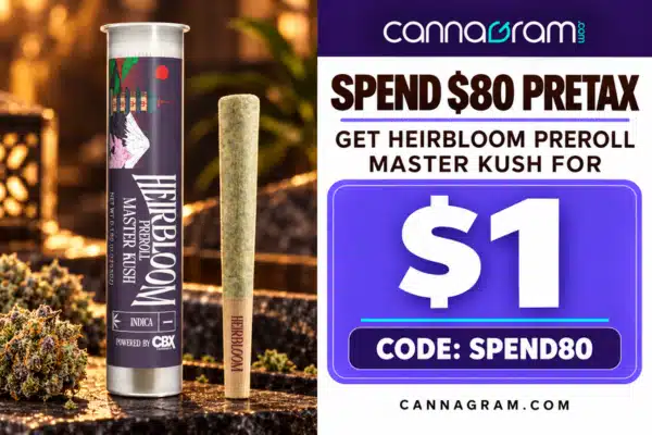 Spend $80 Pretax, Get a Heirbloom Master Kush Preroll for $1 — Code SPEND80