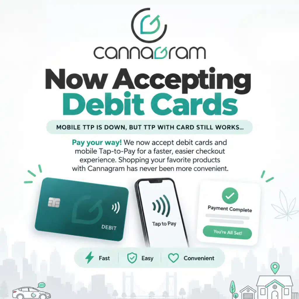 Cannagram delivery — Now accepting debit cards and tap-to-pay at your door.
