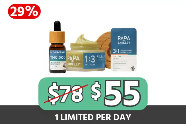 Papa and Barkley Releaf Kit — THC1000 Tincture, 5ml Releaf Balm and Releaf Patch for $55, Save $23, 29% Off