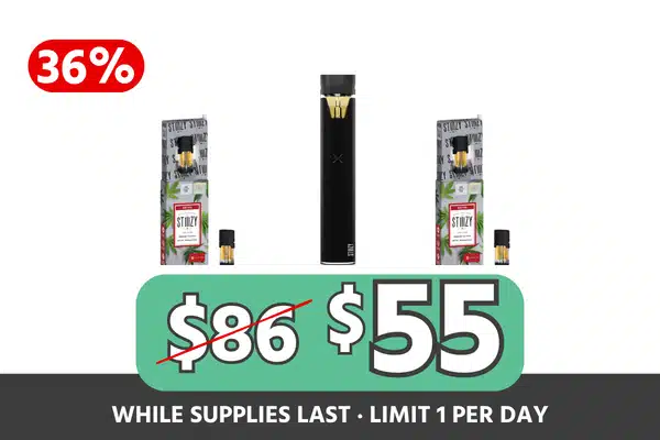 STIIIZY Starter Kit — Pro Battery and Two Strawberry Cough 1g Pods for $55, Save $31, 36% Off