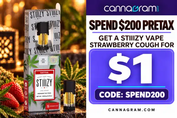 Spend $200 Pretax, Get a STIIIZY Strawberry Cough Vape for $1 — Code SPEND200