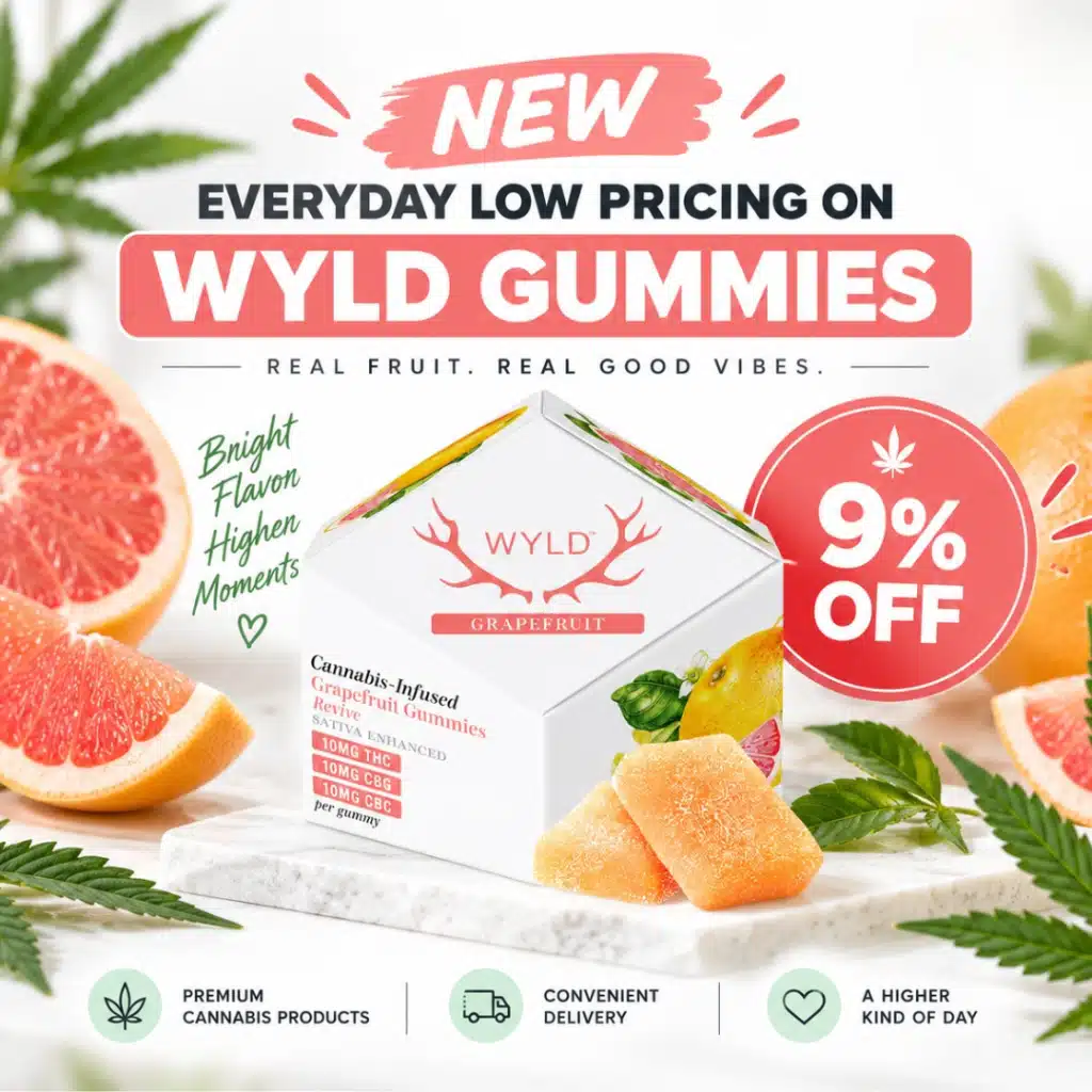 New Lower Price — WYLD Grapefruit Cannabis-Infused Gummies, 10mg THC 10mg CBG 10mg CBC